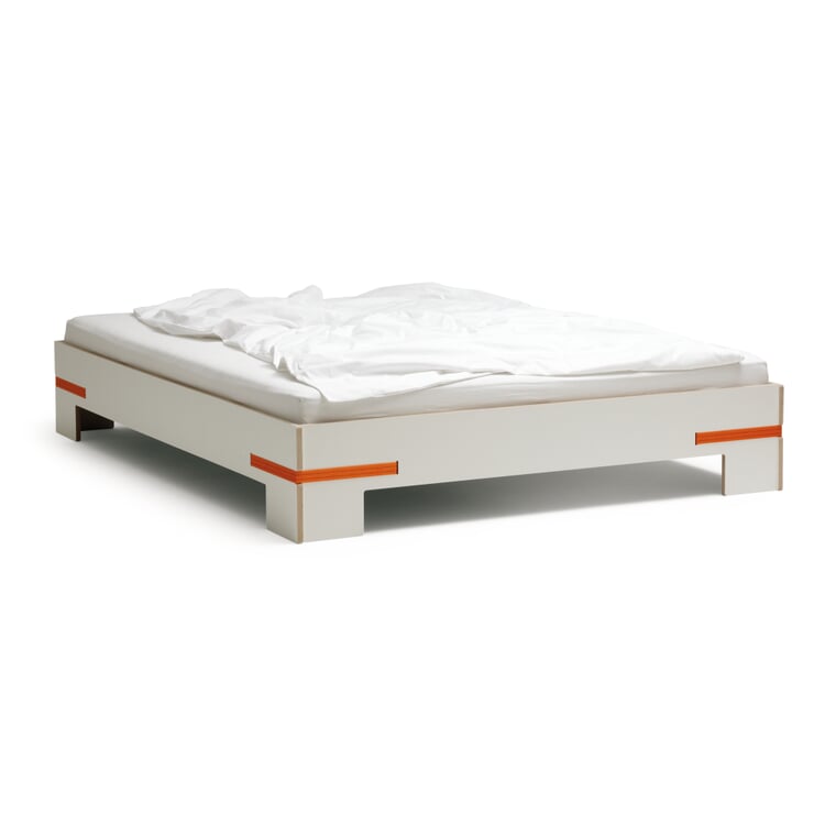 Bed belt bed white, 140x200cm straps orange