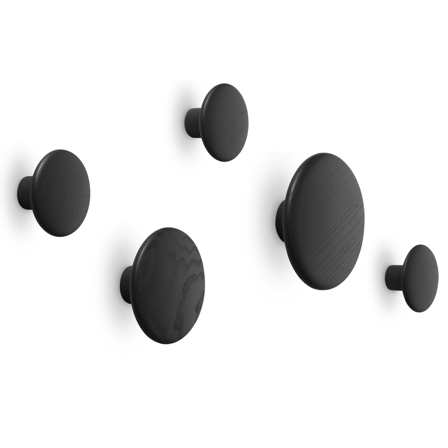 Garderobenhaken Dots, Schwarz, (5er-Set)