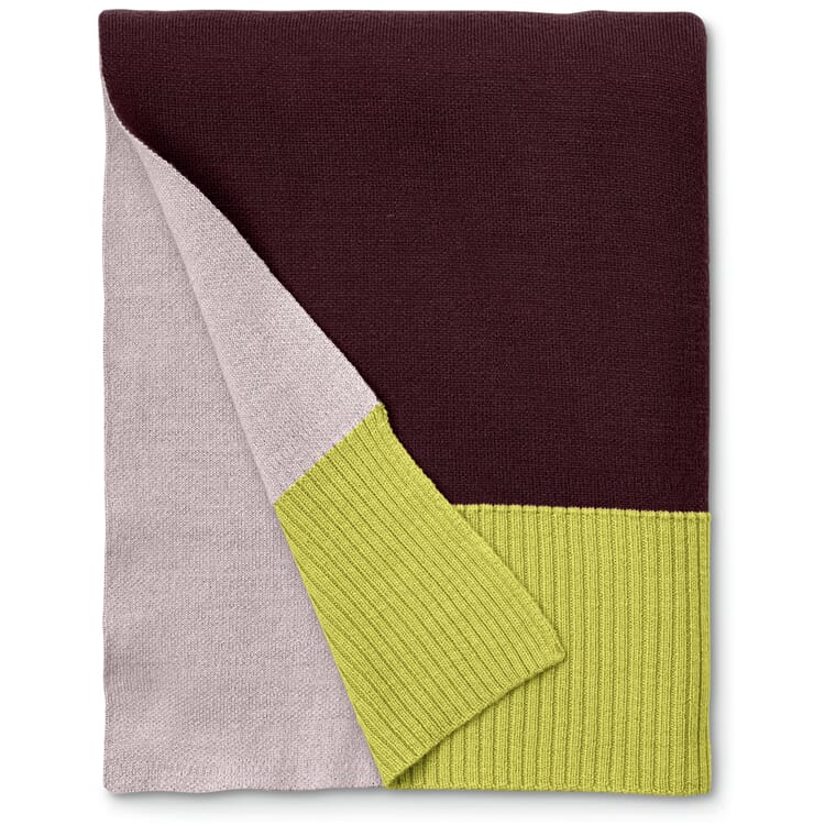 Decke Knit, Bordeaux-Pfirsich-Gelb