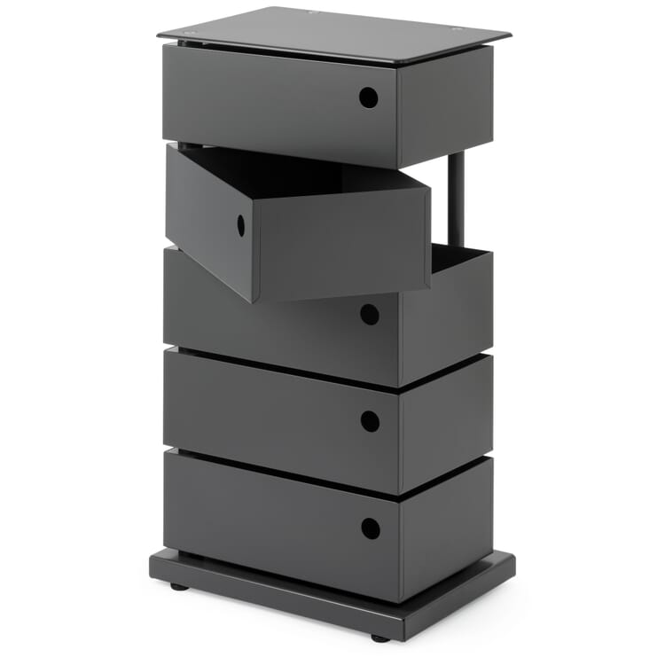 5-Drawer Swivel-Door Storage Container, Sheet Steel, Anthracite