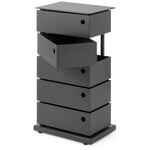 Hinged drawer container, sheet steel, 5 compartments, anthracite