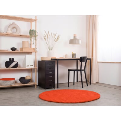 Felt ball rug, Orange, Ø 90 cm | Manufactum