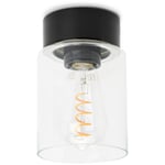 Ceiling light porcelain cylinder Black Clear glass
