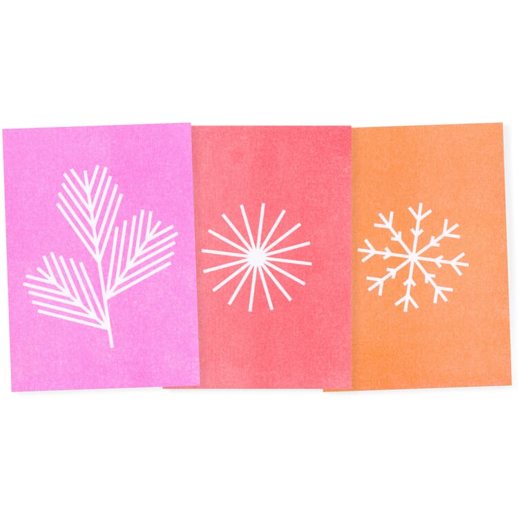 Postkarten-Set Riso Winter, Neon Grafik