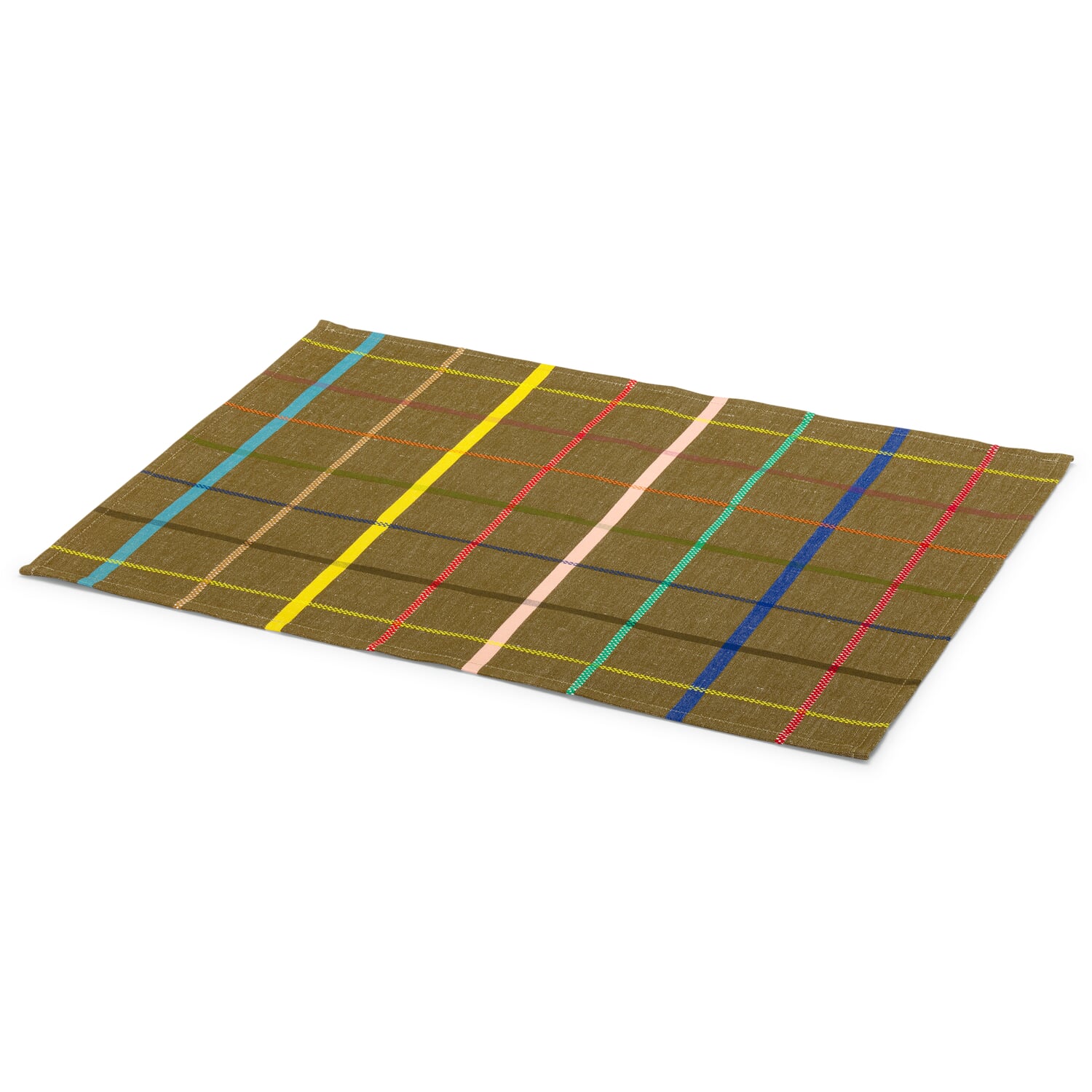 Tischset bunt kariert, Oliv