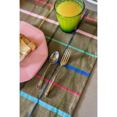 Tischset bunt kariert, Oliv