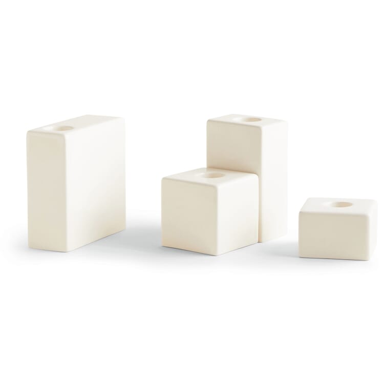 Candle Holder 4 Blocks, White