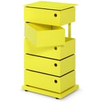 Hinged drawer container, sheet steel, 5 compartments Sulphur yellow