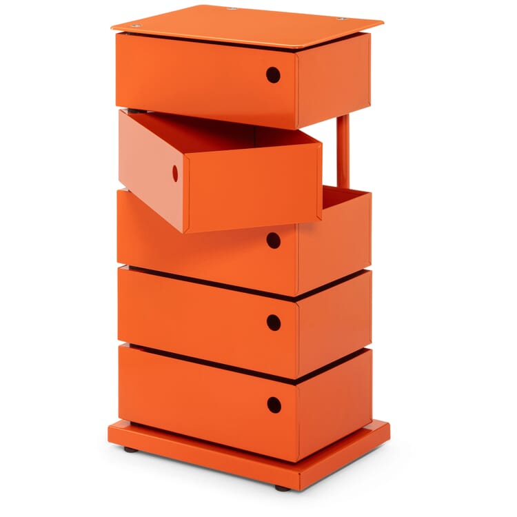 5-Drawer Steel Sheet Swivel-Door Container, Red-orange