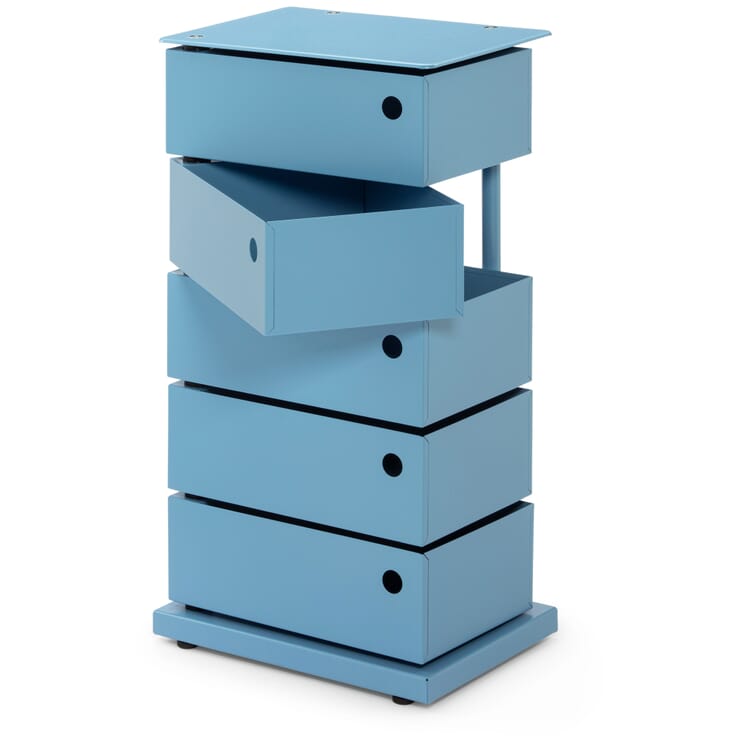 5-Drawer Steel Sheet Swivel-Door Container, Pastel Blue