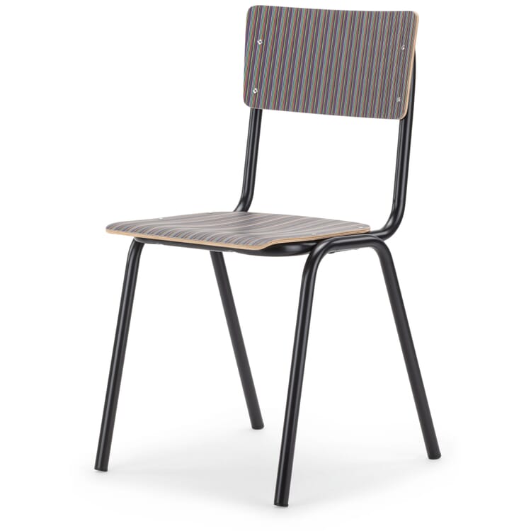 Colegio Chair, Striped / Black-Gray RAL 7021
