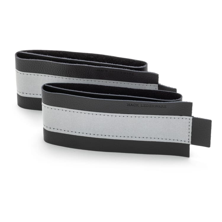 Leather Strap with Reflective Strips, Black