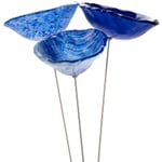 Glasblüten für den Garten 3 Stück Blau