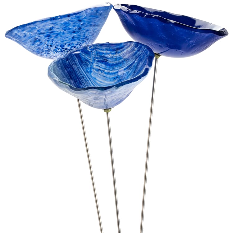 Glasblüten für den Garten 3 Stück, Blau
