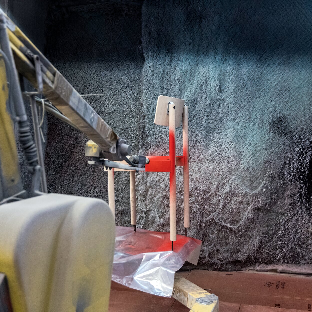 EINSER chair is lacquered in bright "traffic red" at L.ask