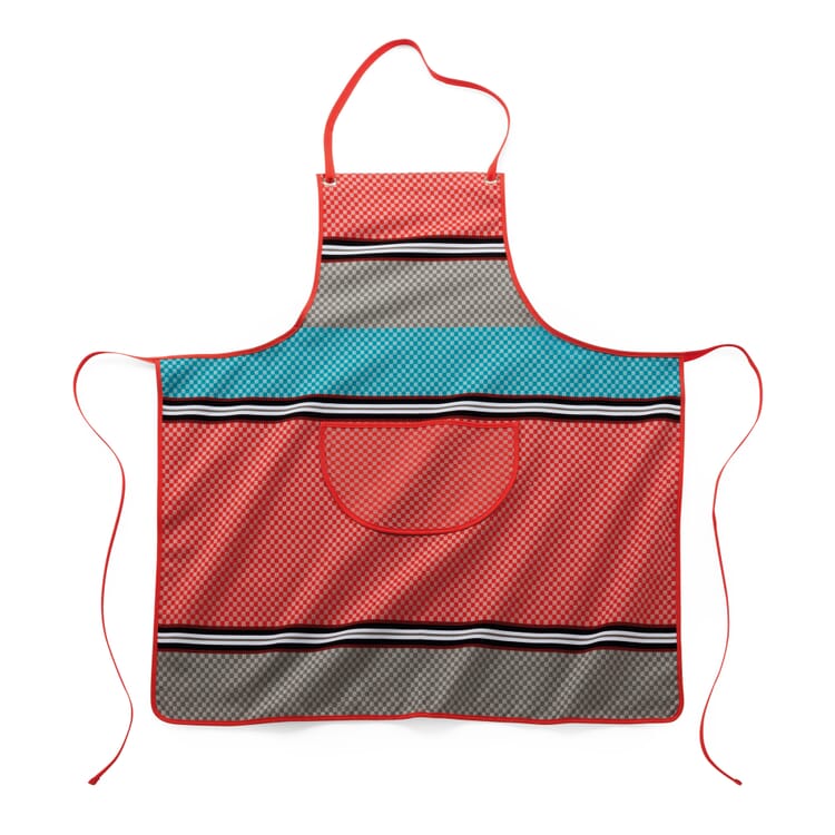 Checkered Apron, Coral / Blue