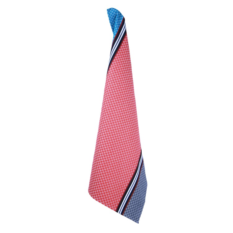 Tea towel check, Coral / Blue
