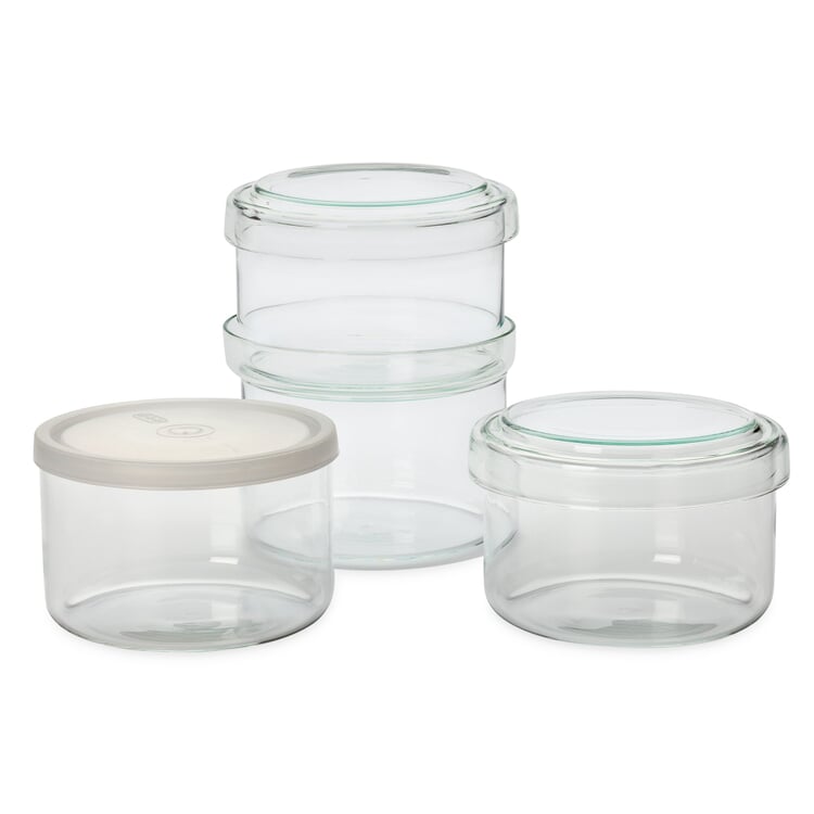 Stapeldosen Borosilikatglas, Klein, 4 Stück
