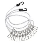 Spannleine mit Federklammern Multi Weiß