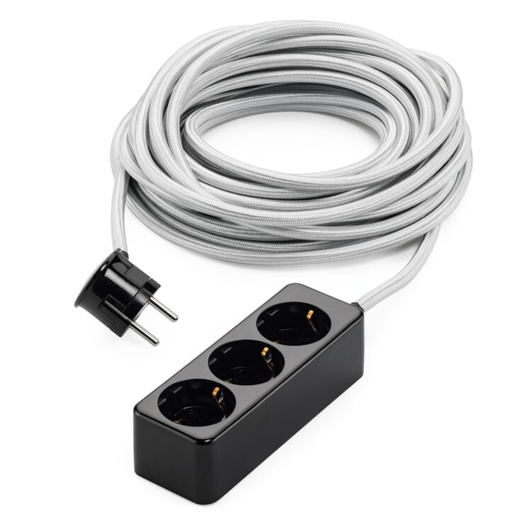 Socket with textile cable, Silver-Coloured