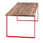 Tisch S 700 180 × 90 cm Nussbaum / Verkehrsrot RAL 3020