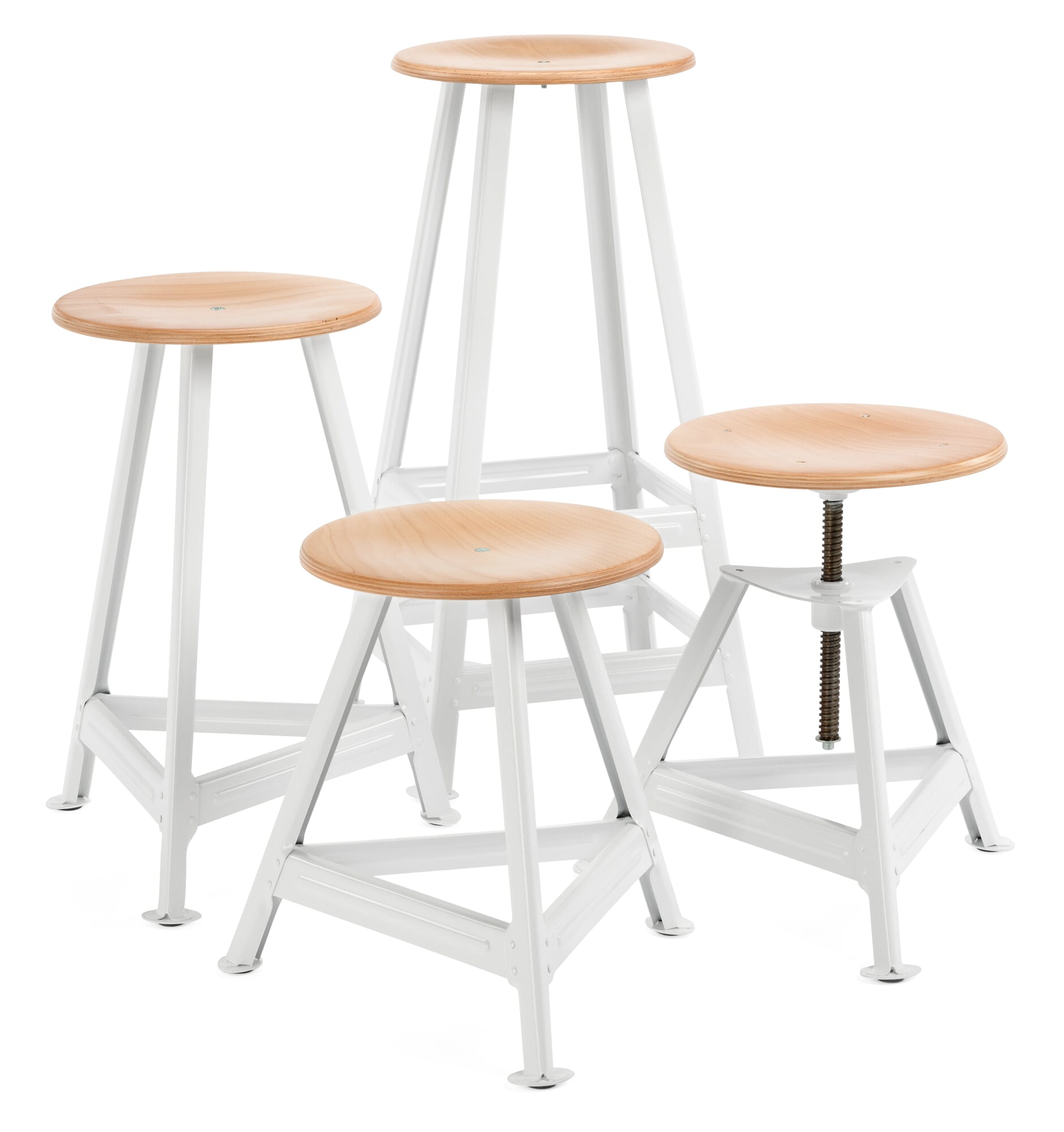 Chemnitz Stool, Height-Adjustable, RAL 9016 Traffic white | Manufactum