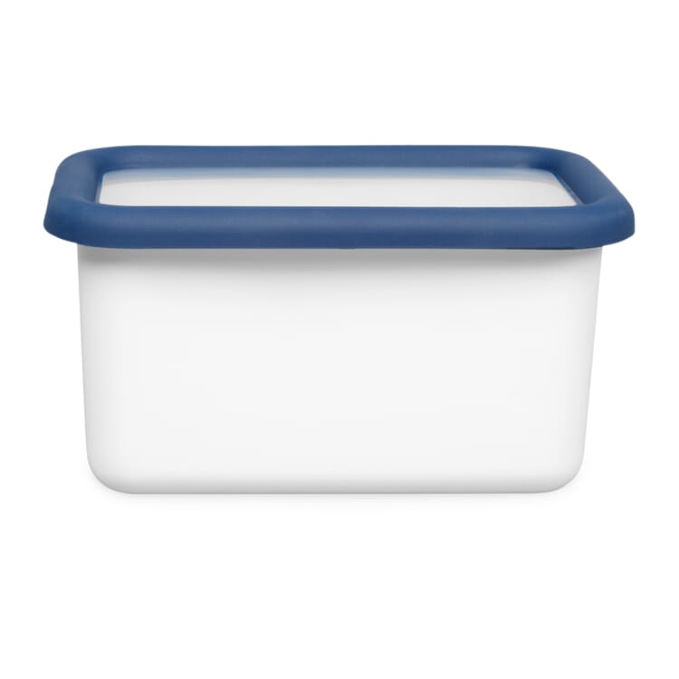 Storage container enamel blue white