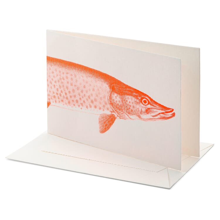 Greeting card Twelve, Pike, neon red