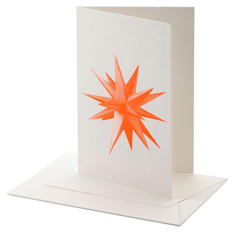 Greeting card Twelve, Star, neon red