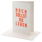 Greeting Card Set of 12 Long May You Live, Neon Red