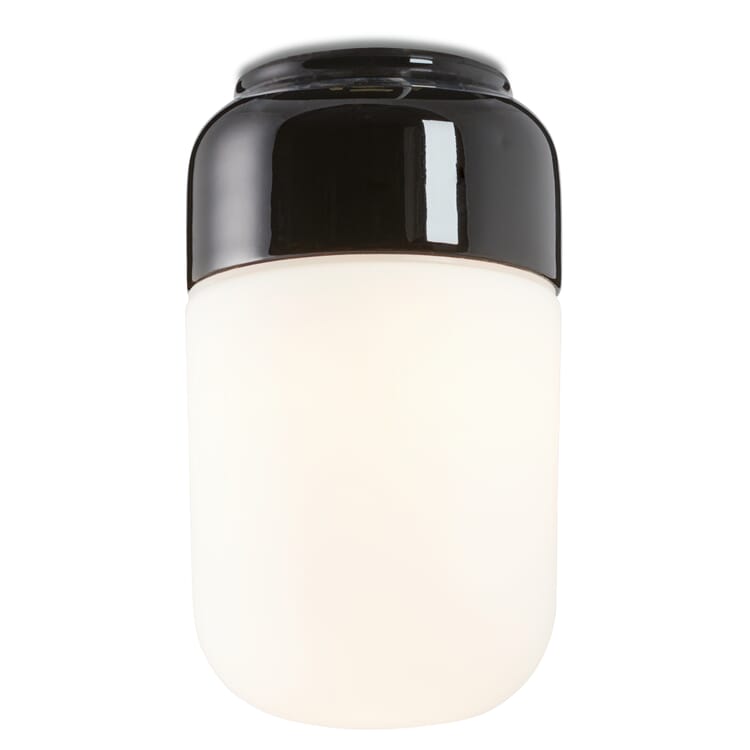 OHM 2 wall and ceiling light, Black/matt glass