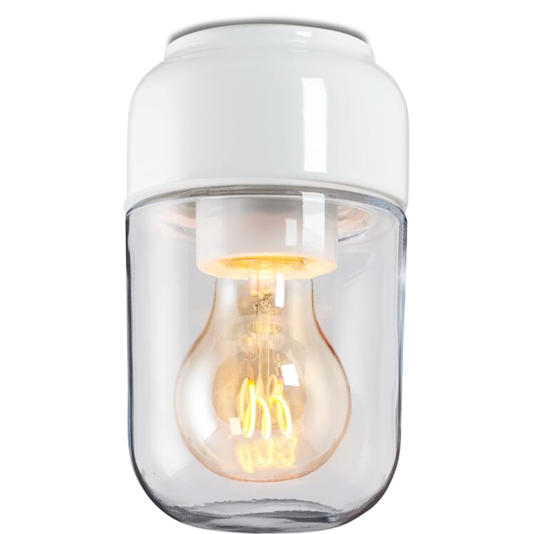 OHM 2 wall and ceiling light, White/clear glass