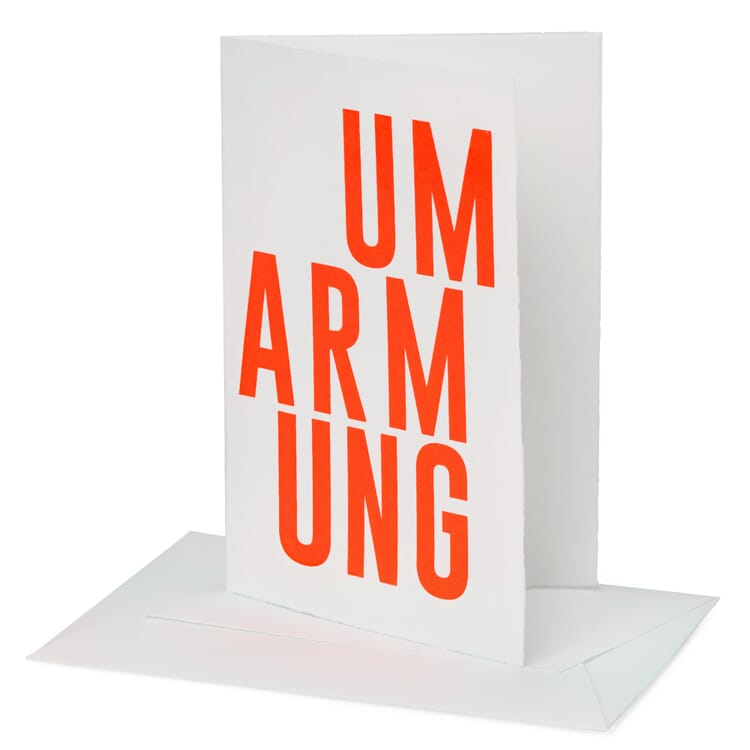 Greeting card Twelve, hug, neon red