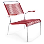 Säntis high-back chair, hot-dip galvanized Signal red RAL 3001