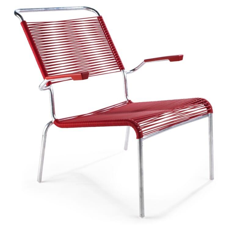 Säntis high-back chair, hot-dip galvanized, Signal red RAL 3001
