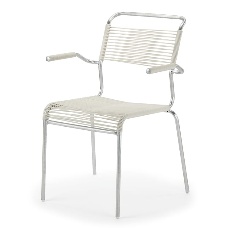 Armchair Säntis, hot galvanized, White