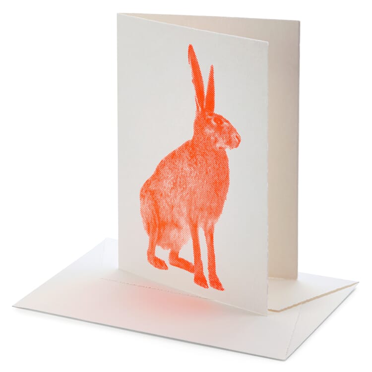 Greeting Card Set of 12, Rabbit, Neon Red