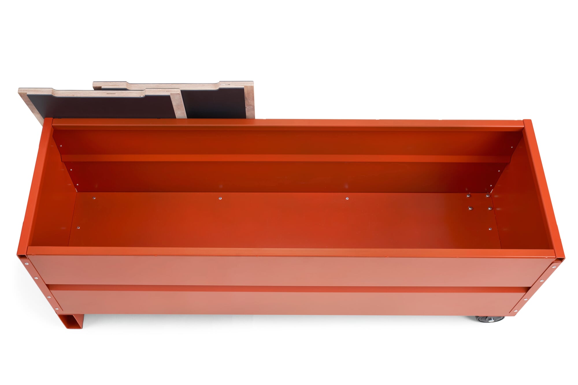 Truhe und Sitzbank CMB, RAL 2001 Rotorange