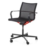 Work chair D1, special edition, 5 castors, with armrest black/light red