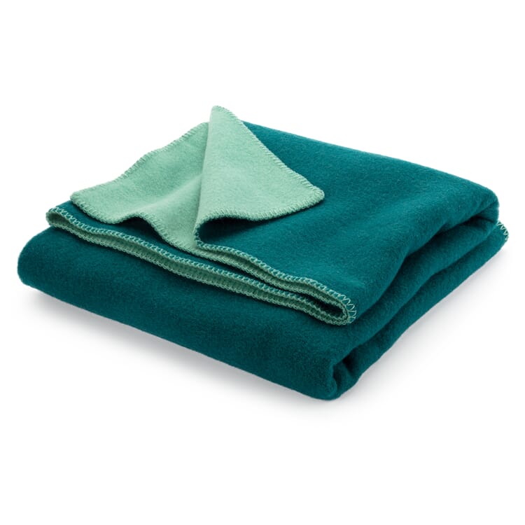 Doubleface lambswool blanket, Petrol turquoise