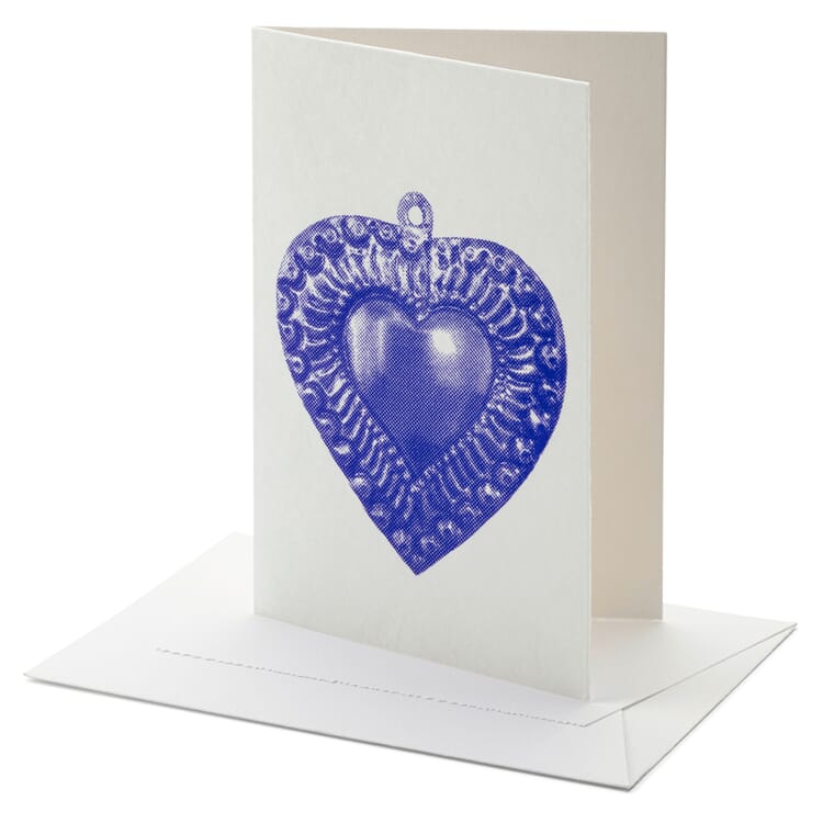 Greeting card Twelve, Heart, ultramarine blue
