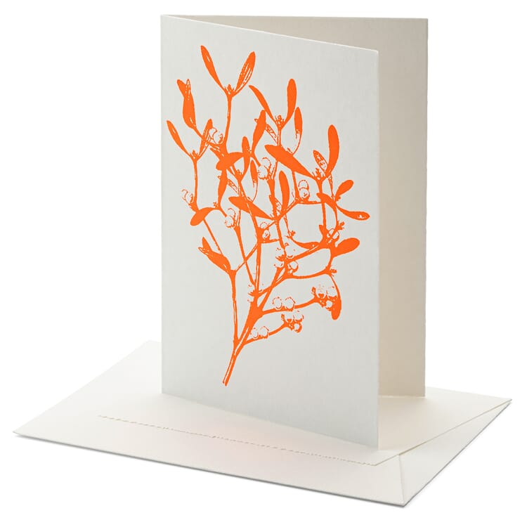 Greeting Card Set of 12, Mistletoe, Neon Red
