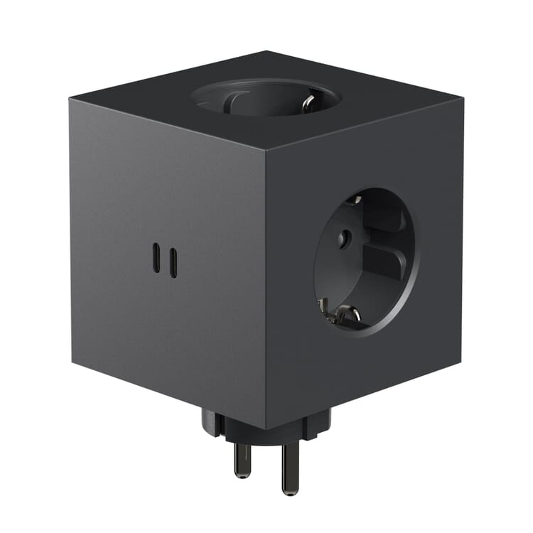 Square 2 socket, Matte black