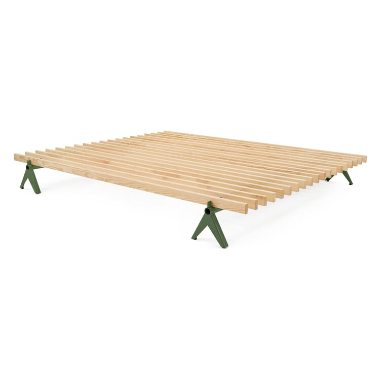 Bed Simplon 160 cm (solid wood), RAL 6011 Reseda green