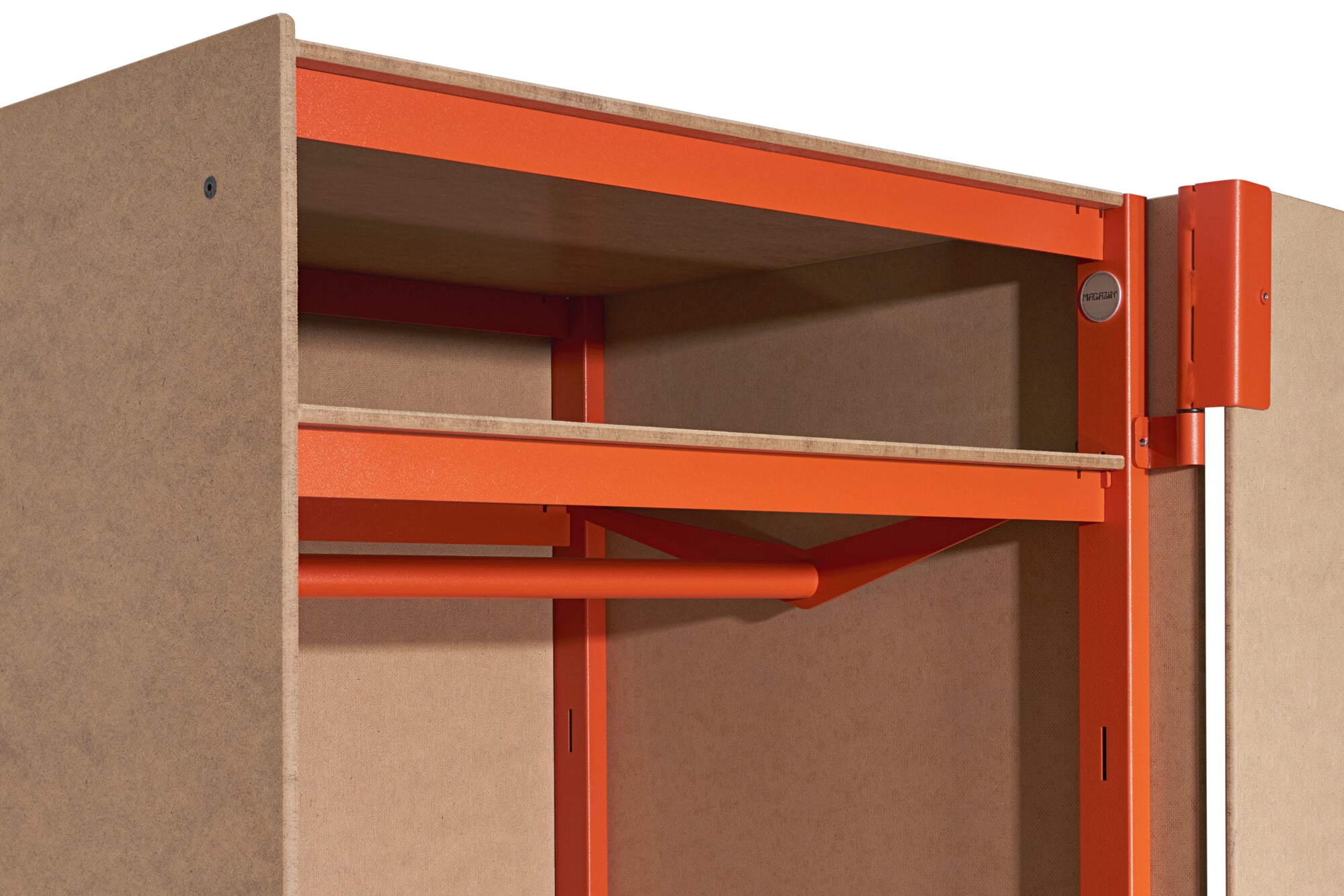 Kleiderstange zu Schrank P100, RAL 2001 Rotorange