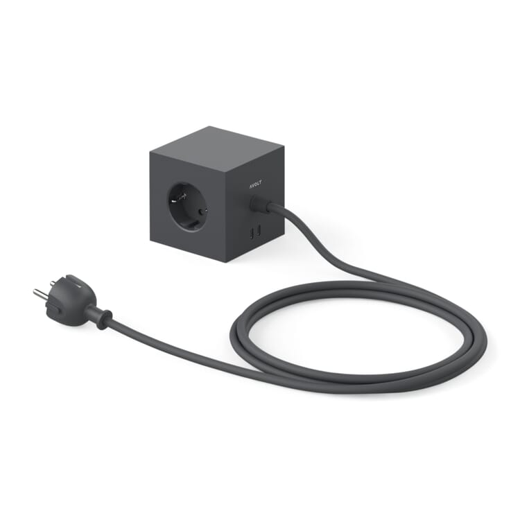Square 1 socket, Matte black