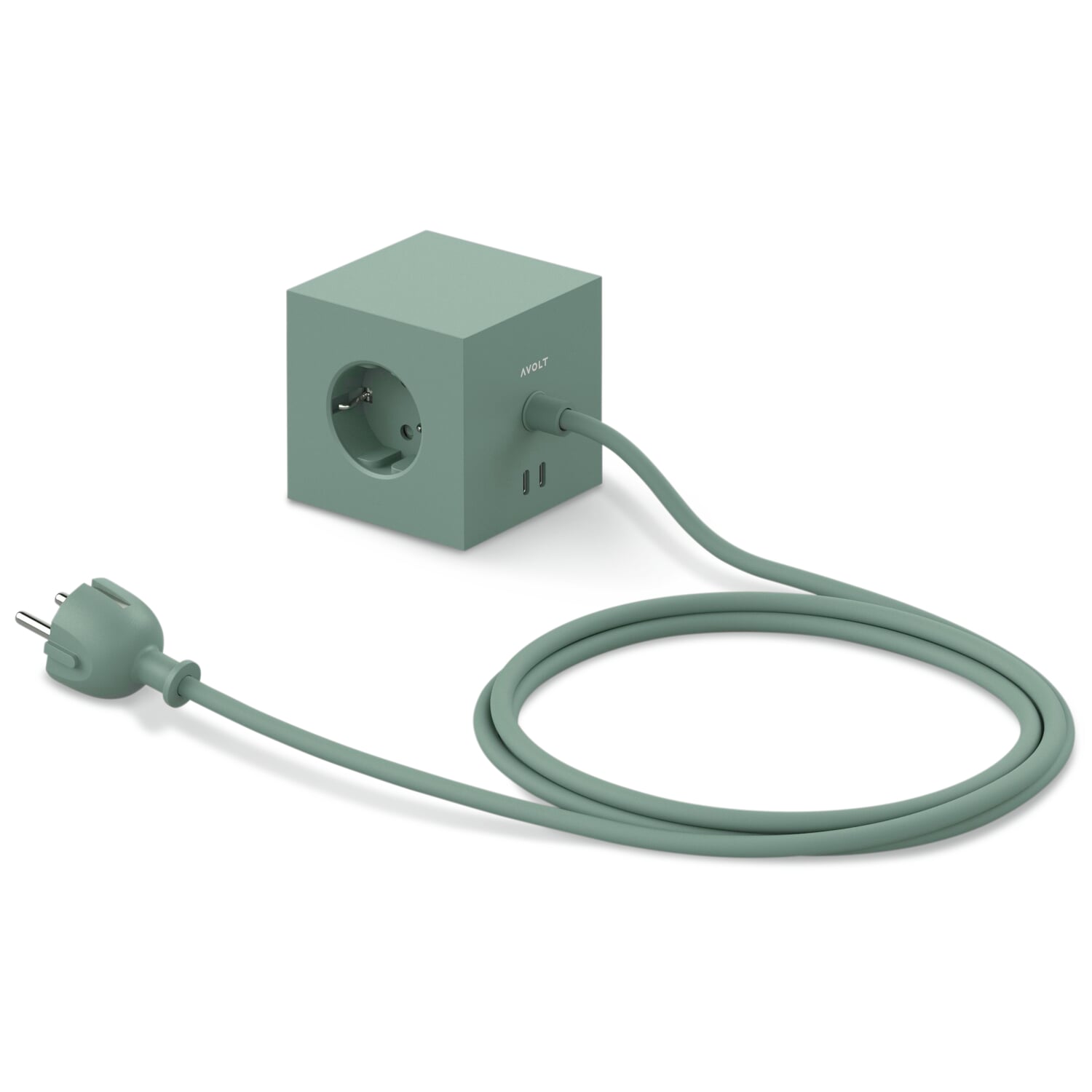Steckdose Square 1, Mattgrün, USB-C