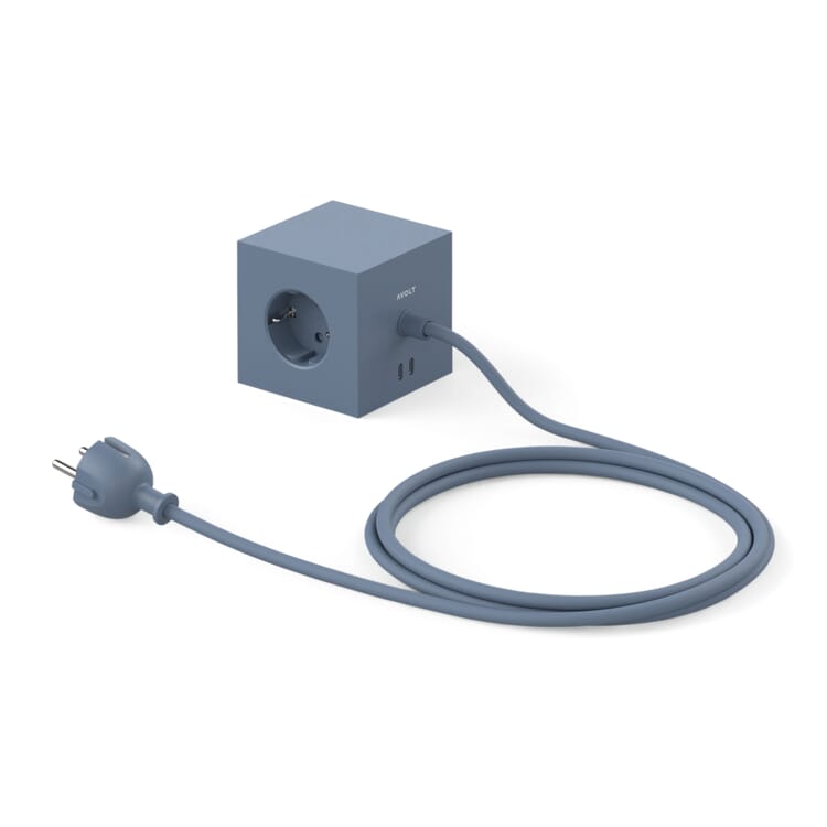 Square 1 socket, Matte blue