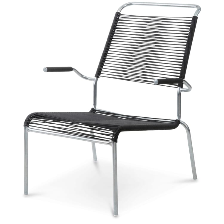 High-back chair Säntis, hot-dip galvanized, Black