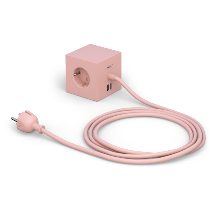 Square 1 socket, Matt pink